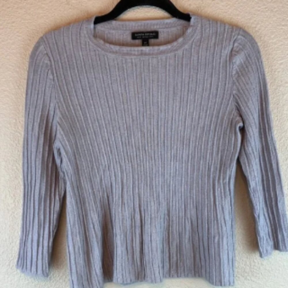 Banana Republic womens 3/4 sleeve grey sweater sz M Merino wool causal work warm
